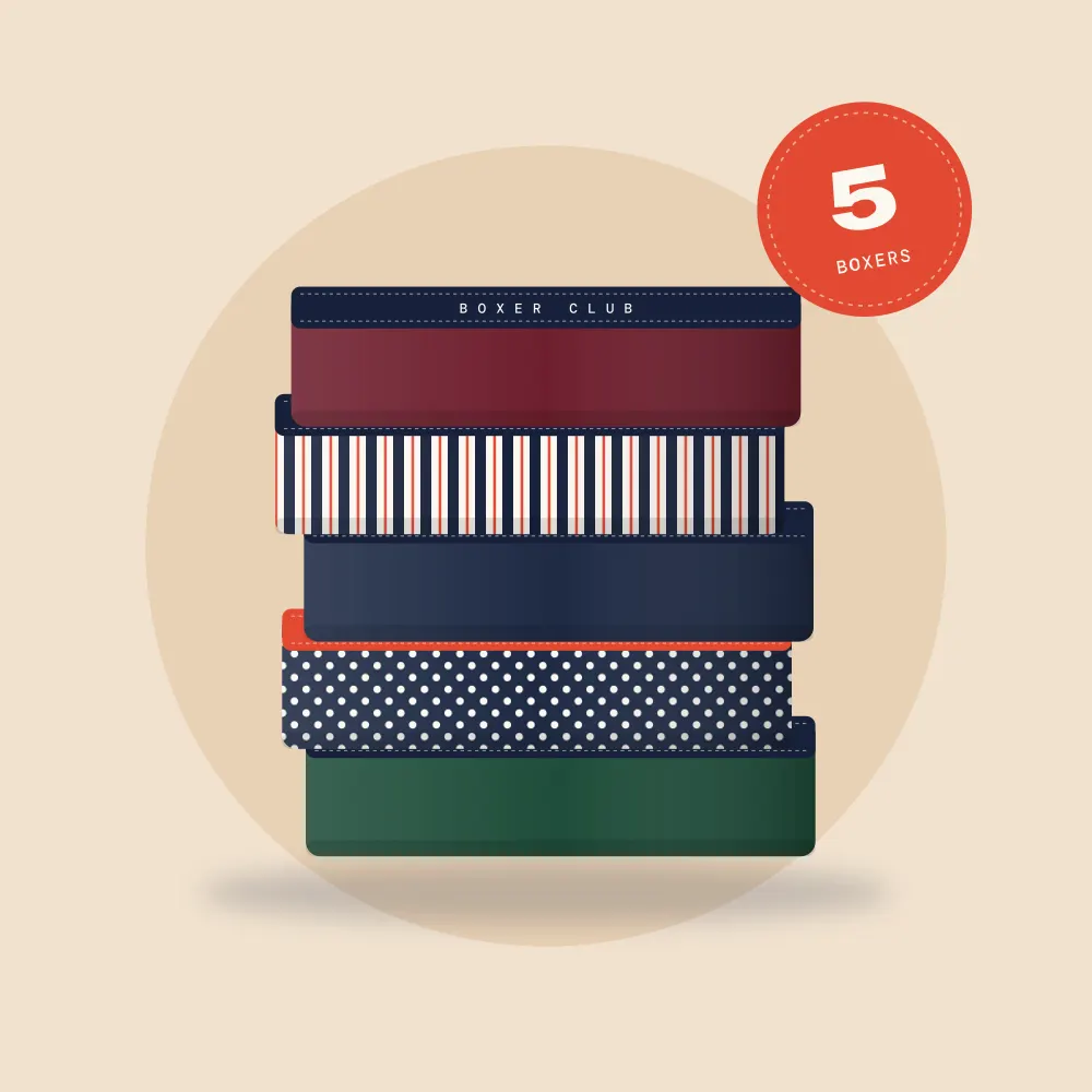 Pack de 5 boxers dobrados em cores e padrões sortidos